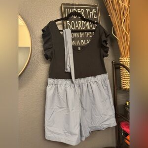 SHEIN Black Curve 3XL Shorts Romper with Tie!